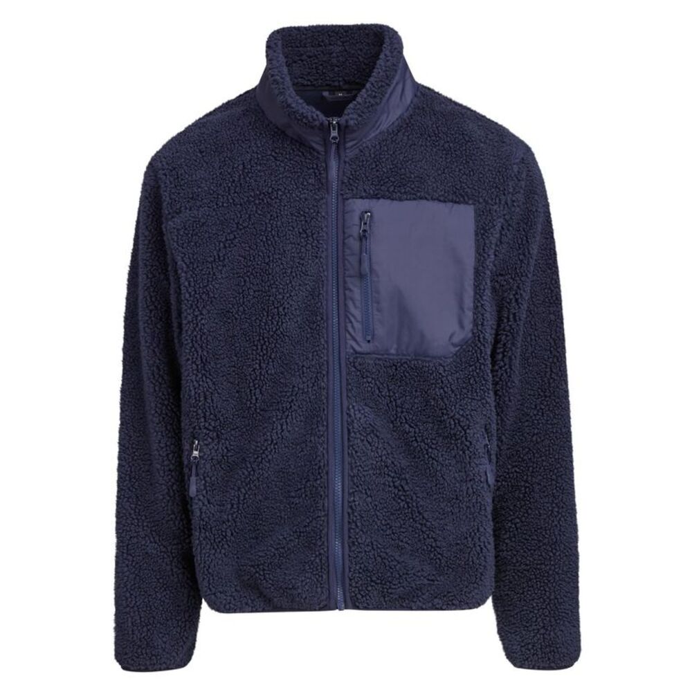 Build Your Brand Mens Bonded Sherpa Jacket / Navy